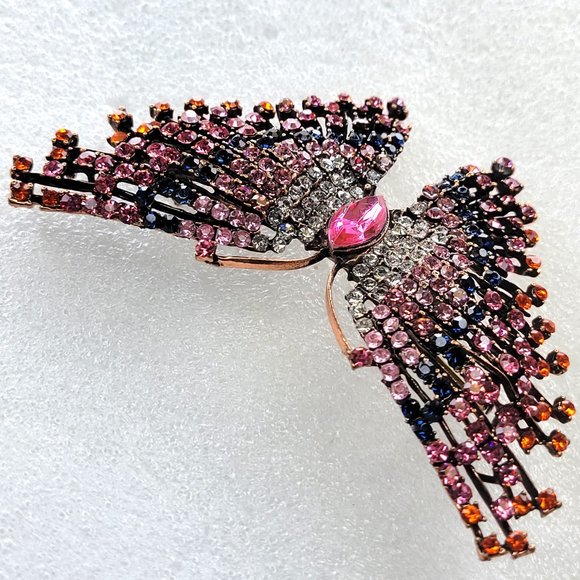 Large Pink Butterfly Brooch Colourful Butterfly Brooch Pin - Picture 6 of 9